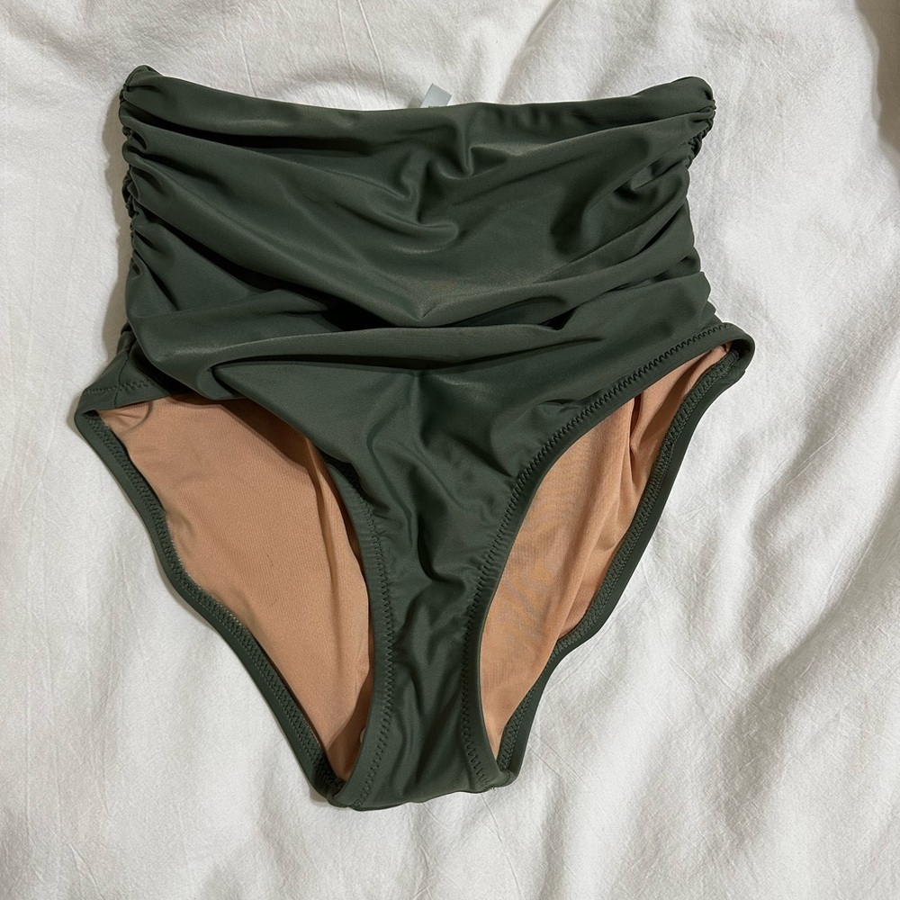 High-Waisted Olive Green Bikini Bottom